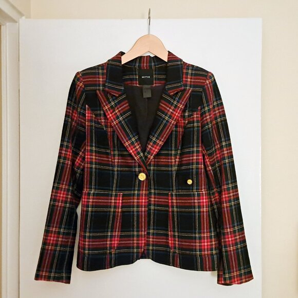 SMYTHE Patch Pocket Duchess Blazer, Plaid, Wool, sz 12 - Picture 3 of 12